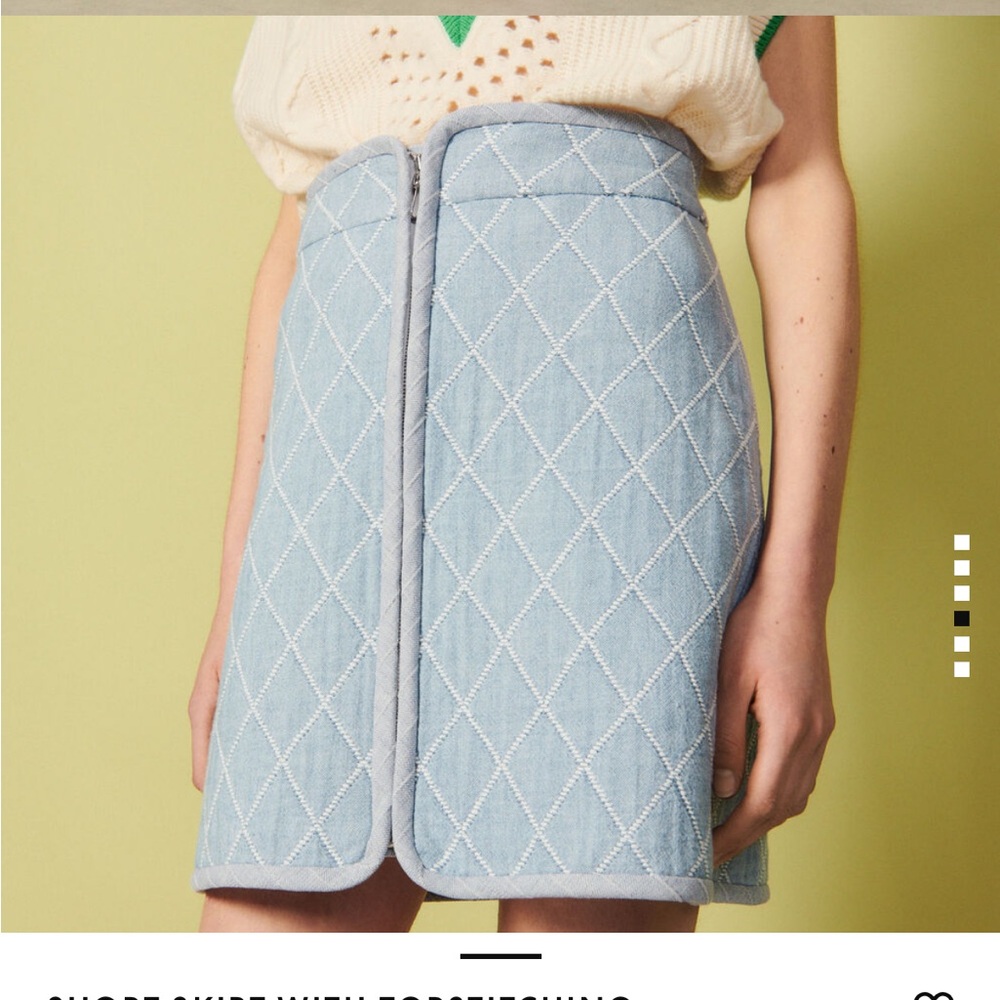 Like new! Sandro Baby Blue Embroidered Skirt! Size 42/10! Gorgeous! $300!